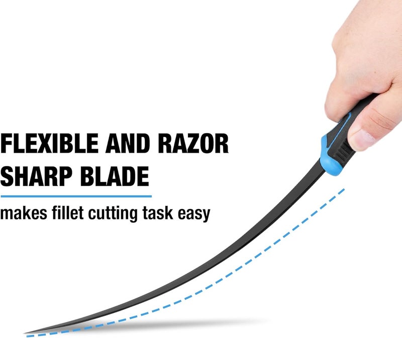 FLISSA Fillet Knife Set, Boning Knife & Bait Knives with Sharpener, Protective Sheath, Belt Clip, Non-Slip Handle, Portable Pouch & Corrosion Resistant Coating Blade, for Fresh or Saltwater (4-Piece) - Image 3